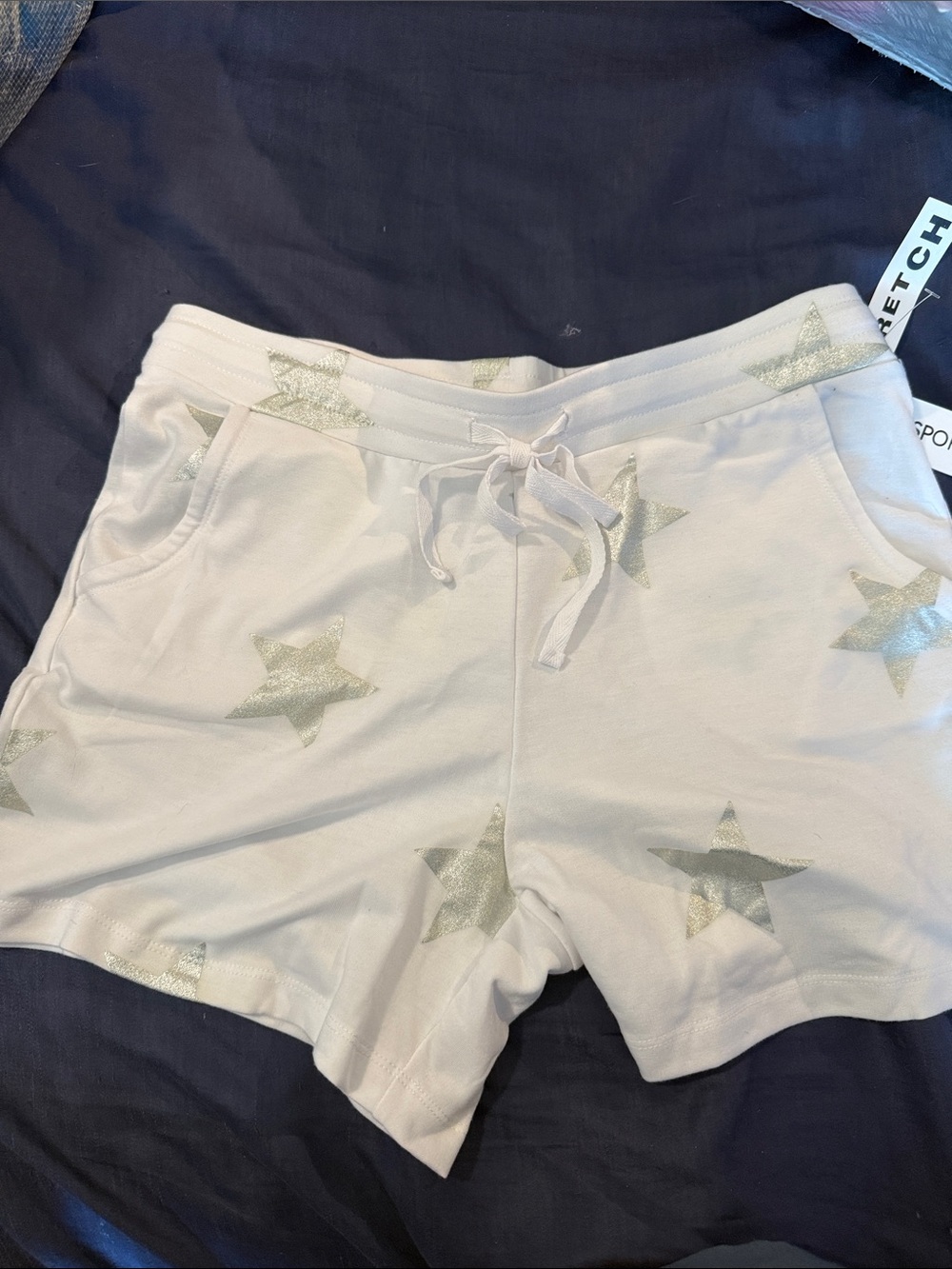 Women’s White Star Print Drawstring Shorts